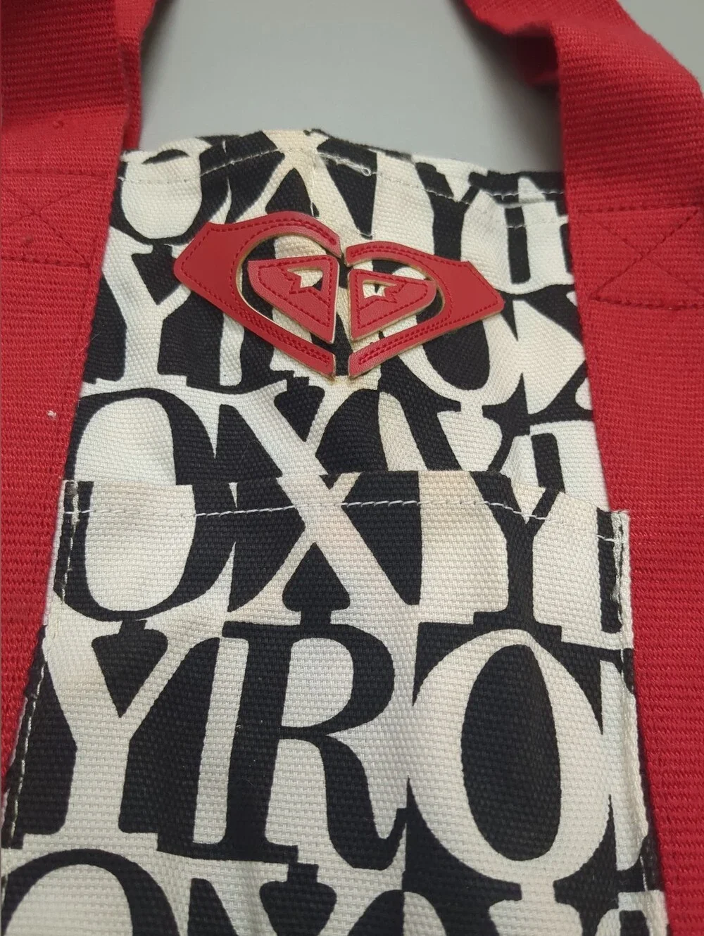 Roxy Logo Y2K Red, White And Black Tote Canvas Bag  (READ)